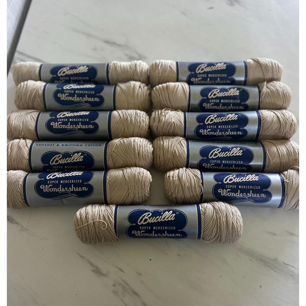 Vintage Bucilla Wondersheen Crochet & Knitting Cotton ECRU 400 Yards Lot of 11